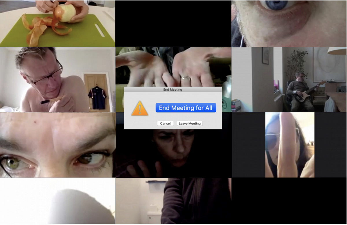 a video call with many different people.