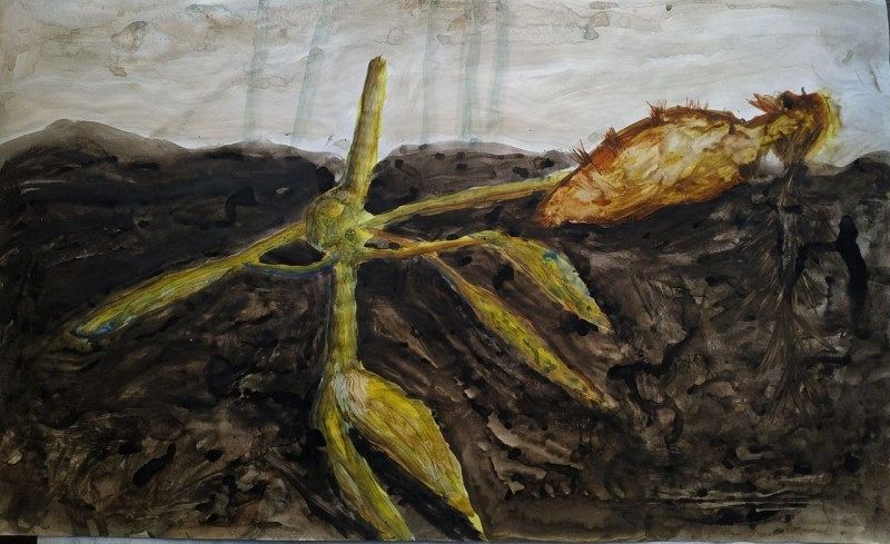 An abstract painting of an object.